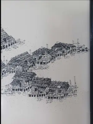 Niet of onleesbaar gesigneerd - Dorpje in Azië. kopen? Bied vanaf 1!