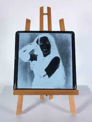 Liliane Vertessen - Foto/emaille, Portret negatief verkocht voor € 260!