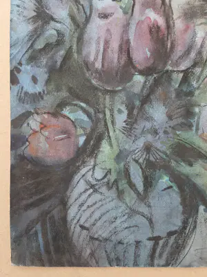 Jan van der Veer - Twee stillevens. Bloemen. Gemengde techniek. kopen? Bied vanaf 39!