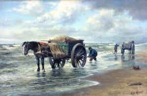 Dirk Meesters - C5092-3, Kokkelvisser verkocht voor € 750!