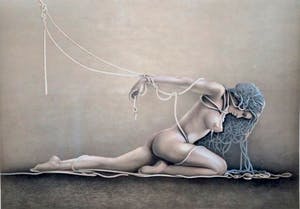 Jean-Paul Cleren - Tied up woman - Surrealistisch naakt kopen? Bied vanaf 1!