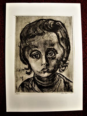 Hans van Efferen - Mooie 1975 zwart-wit Lino/Houtsnede "portret van Jim" gesigneerd kopen? Bied vanaf 32!
