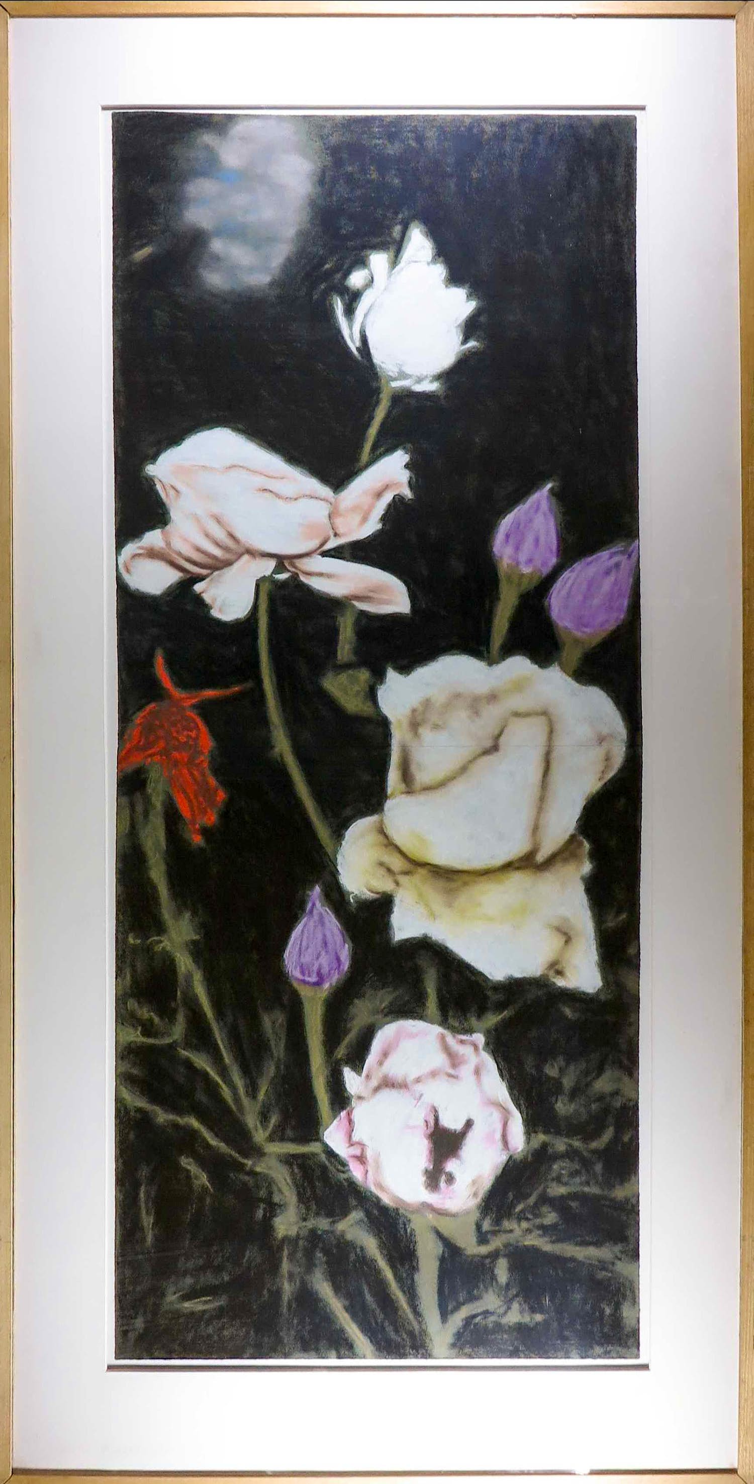 Martin van Vreden - Pastel op papier, Bloemen - Ingelijst (Zeer groot) verkocht voor € 250!
