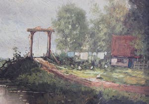 Rob de Haan - Bruggetje in polderlandschap kopen? Bied vanaf 120!