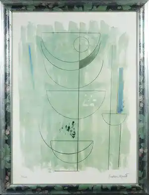 Barbara Hepworth - Litho, Green Man - Ingelijst verkocht voor € 1600!