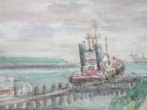 Gerard Menken - Haveningang Westerschelde Vlissingen - Aquarel kopen? Bied vanaf 1!
