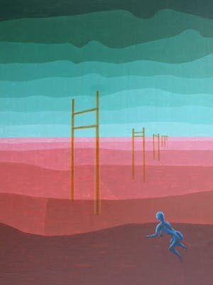 Niet of onleesbaar gesigneerd - Surrealistisch 5-Luik uit 1971 - Acrylverf op board - ingelijst kopen? Bied vanaf 1!