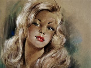 Niet of onleesbaar gesigneerd - Leuke, gesigneerde, originele jaren 50 Pastel "Pin Up" kopen? Bied vanaf 10!