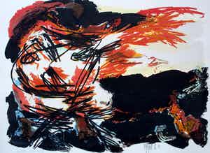 Karel Appel - Ingelijste litho: figuur - 1962 (nieuwe lijst!) verkocht voor € 1250!