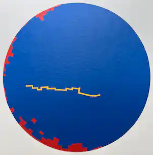 Niek Walthaus - collage op karton | 'Improvisate blauwe cirkel 4' | 1998 (UNIEK WERK) verkauft für € 62!