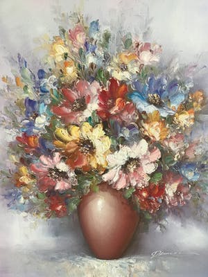 Niet of onleesbaar gesigneerd - Pot met bloemen kopen? Bied vanaf 1!