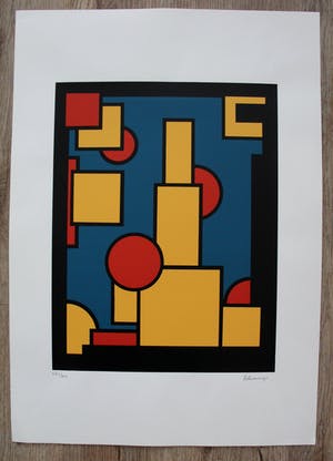 Dirk Koning - litho: geometrische compositie kopen? Bied vanaf 135!