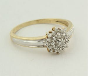 14K Goud - bicolour gouden ring bezet met diamanten - ringmaat 18.5 (58) kopen? Bied vanaf 200!