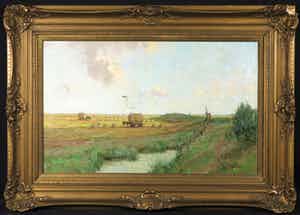 Willem Frederik Noordijk - Olieverf op doek, De Eempolder - Ingelijst verkocht voor € 1!
