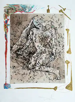 Salvador Dali - La pieta, reliëfdruk op dik japans papier verkocht voor € 130!