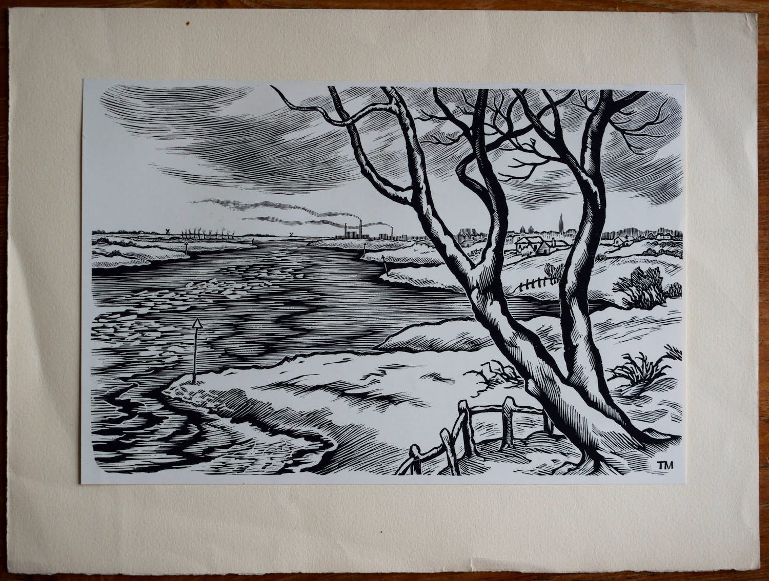 Thijs Mauve - Houtgravure - Winterlandschap aan de Nederrijn kopen? Bied vanaf 40!