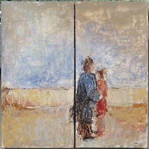 Dorien Putman - Acryl op paneel, Drie-luik met figuren (met ophangsysteem) kopen? Bied vanaf 1!