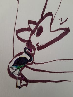 Herman Brood - tekening, Zuid moet blijven, ingelijst kopen? Bied vanaf 170!