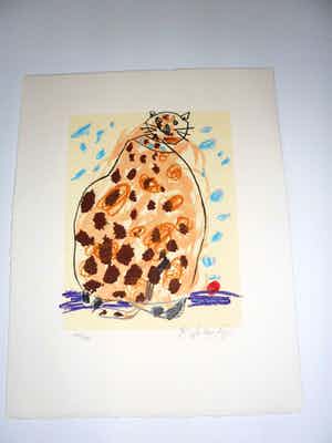 Kees Salentijn - Zeefdruk, Titel. "Mijn kater". verkocht voor € 45!
