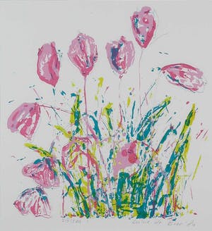Lukie de Bree - Zeefdruk, Bloemen - Ingelijst kopen? Bied vanaf 1!