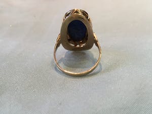 14K Goud - geelgouden ring met een ovaal geslepen Lapis Lazuli steen, jaren 50-60 kopen? Bied vanaf 285!