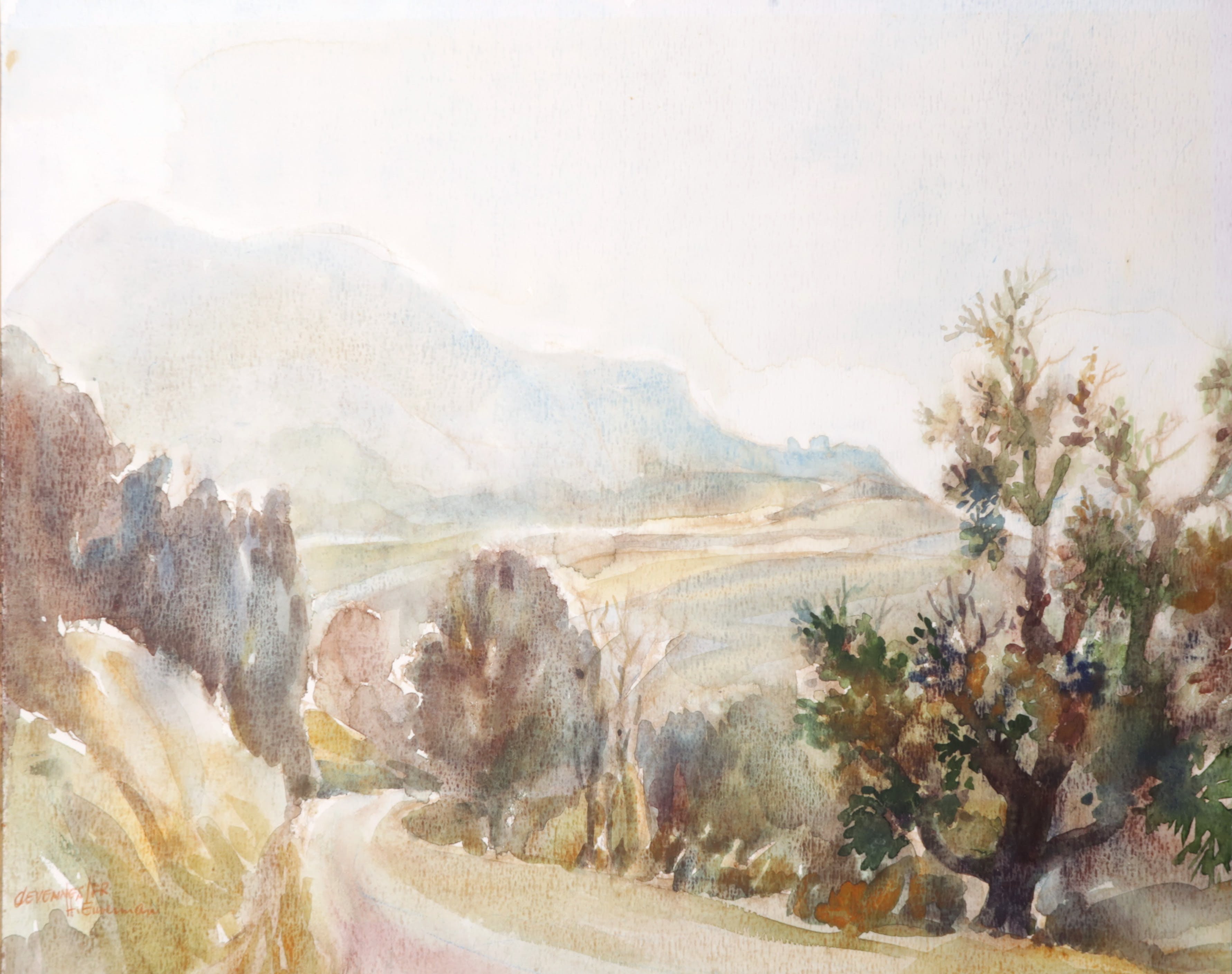 Hen Euverman - Aquarel, Berg landschap kopen? Bied vanaf 1!