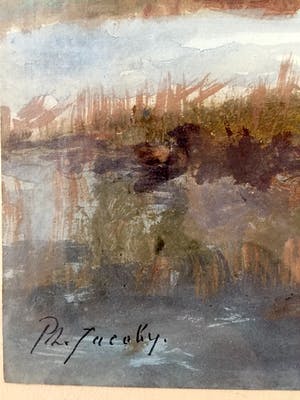 Adriaan Terhell - Hollands landschap - Aquarel, Ingelijst kopen? Bied vanaf 75!