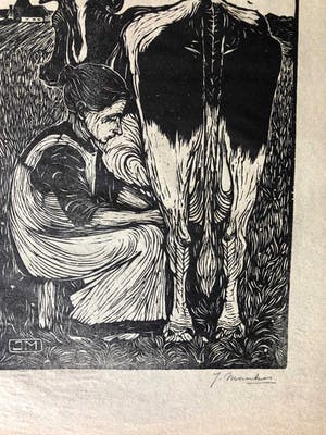 Jan Mankes - Houtsnede Koemelkster kopen? Bied vanaf 275!