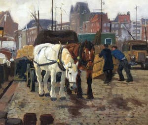 Gijsbertus van Overbeek - sleperspaarden op de Maaskade te Rotterdam kopen? Bied vanaf 500!
