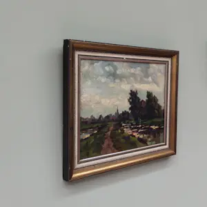 Piet van Wijngaerdt - Olieverf op paneel, gesigneerd, ca. 28 × 33,5 cm, landschap. kopen? Bied vanaf 100!