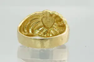 55- Fraai gedetailleerde 18 Krt geel gouden hart ring - gefaseerd afgewerkt kopen? Bied vanaf 240!