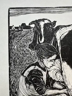 Jan Mankes - Houtsnede Koemelkster kopen? Bied vanaf 200!