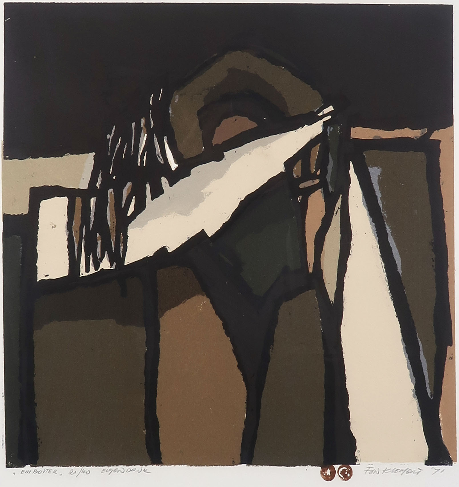 Fon Klement - Boardsnede, Emboiter - Ingelijst kopen? Bied vanaf 90!