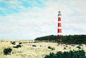 Frans Room - Vuurtoren – Bornrif – Ameland - kleurzeefdruk verkocht voor € 55!