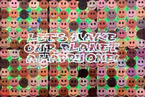Jack Vissers - Let's Make Our Planet A Happy One! - acryl op papier verkocht voor € 50!