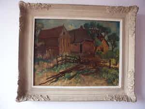 Willem Klijn - Olieverf op doek. "Boerderij te Winterswijk". verkocht voor € 60!