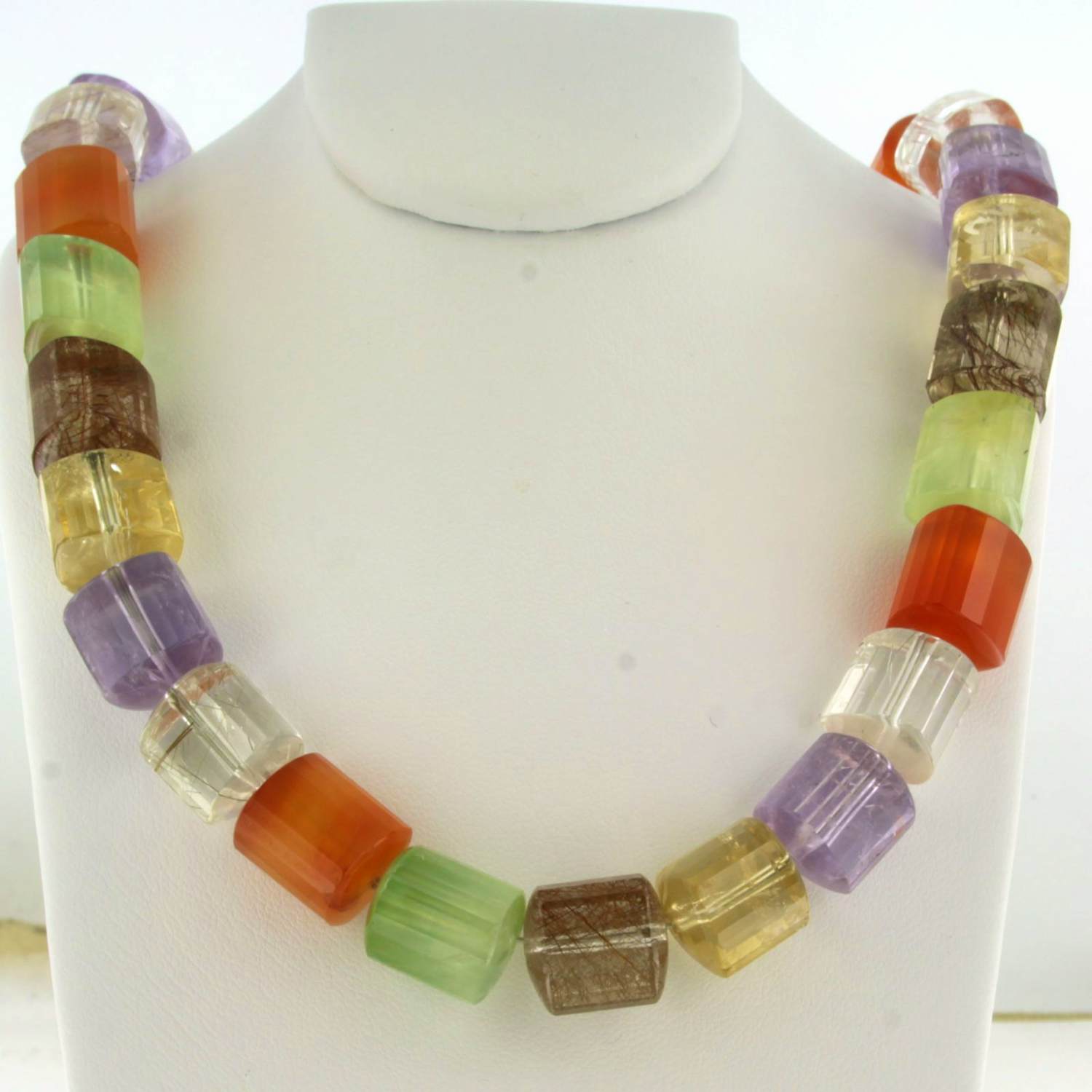 kralen collier van carneool, amethist, bergkristal, citrien en rutiel kwarts verkocht voor € 80!