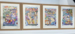 Pim van Halem - ‘Busy Bus’ , Vierluik . (Zeer fraai ingelijst door de kunstenaar) kopen? Bied vanaf 100!