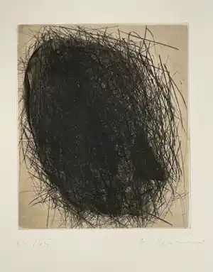 Arnulf Rainer - Droge naald / Ets, Johann Wolfgang von Goethe (uit de serie Deathmasks) verkocht voor € 1000!