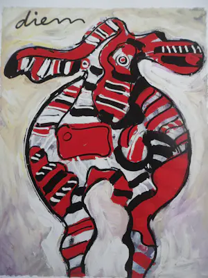 Peter Diem - Kleurenzeefdruk COW RED Hand gesigneerd. kopen? Bied vanaf 30!