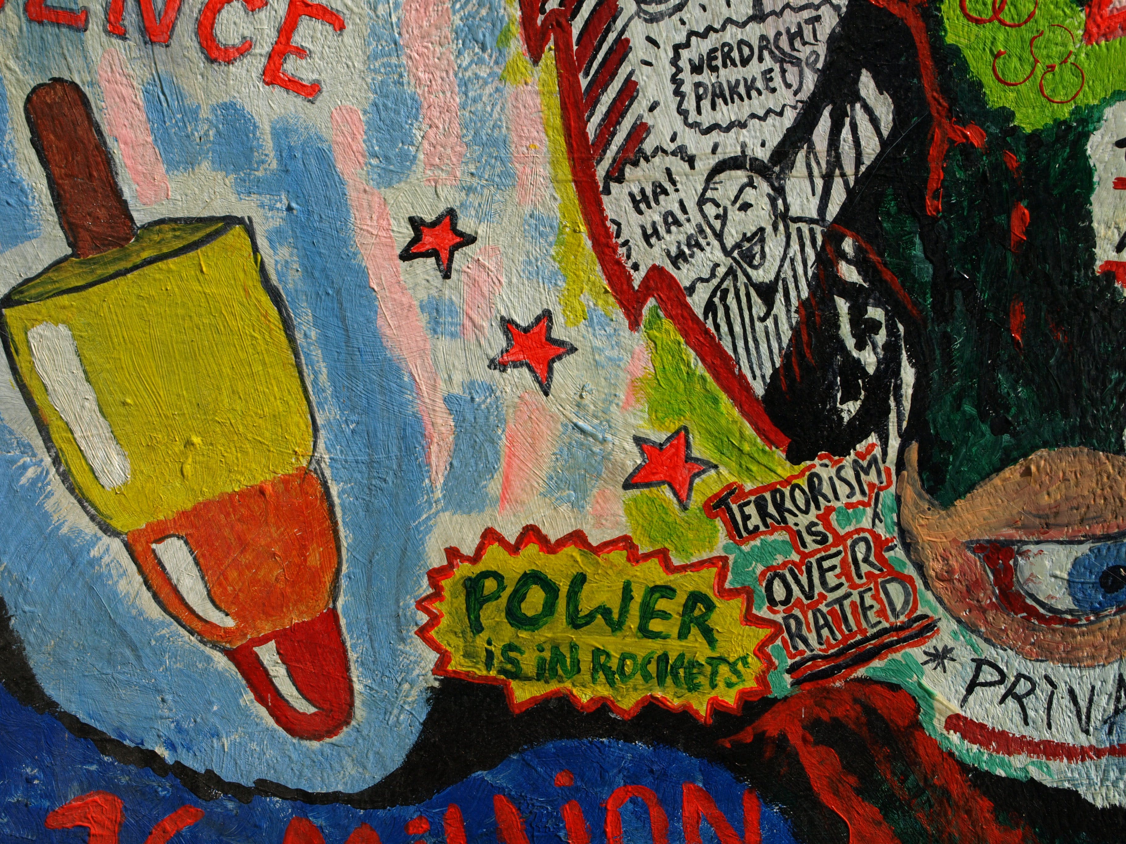 Niet of onleesbaar gesigneerd - Acrylverf op doek , Politics, it’s all a bunch of Bla Bla – 130 x 130 cm - 2006 kopen? Bied vanaf 1!