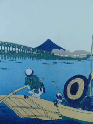 Katsushika Hokusai - Sunset across the Ryogoku Bridge kopen? Bied vanaf 75!