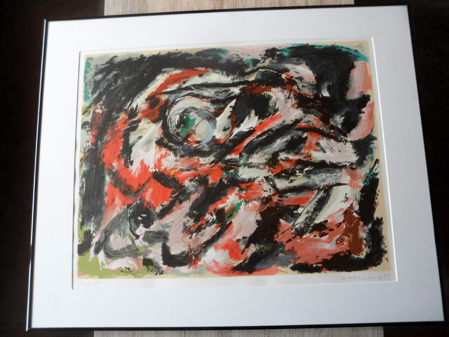 Buy Theo Wolvecamp - Zeefdruk, Liggende compositie - 1989? Bid from 200!