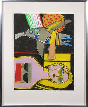 Corneille - Zeefdruk, Du temps - Ingelijst verkocht voor € 150!