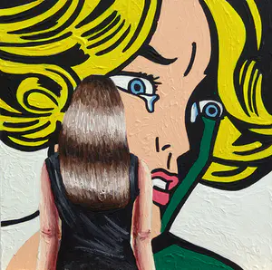 AcheterGerard Boersma - Frightened Girl (Vrouw kijkend naar pop art schilderij van Roy Lichtenstein)? Enchérissez de 75!