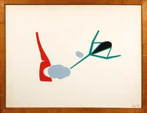 Tjeng Sit Oey - Zeefdruk, Zonder titel - Ingelijst verkocht voor € 35!