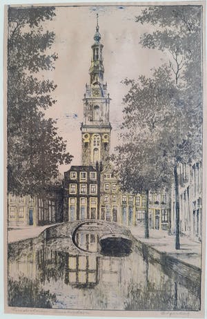 Niet of onleesbaar gesigneerd - Uitzicht naar Zuider kerk in Amsterdam kopen? Bied vanaf 1!