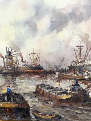 Wim Bos - Bedrijvigheid in de haven van Rotterdam kopen? Bied vanaf 200!