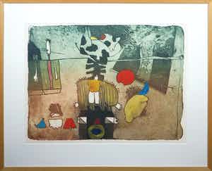 Michel van Overbeeke - Ets, Different hours II - Ingelijst verkocht voor € 50!