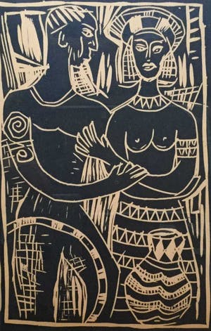 Niet of onleesbaar gesigneerd - C3687-4 - Portret van Afrikaanse man en vrouw kopen? Bied vanaf 1!